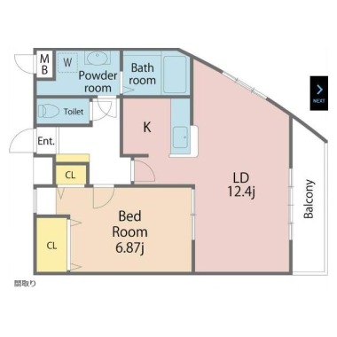 南佐古二番町 マンション 1LDK 101の間取り図