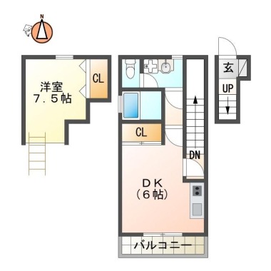 国府町府中 アパート 1DK A203の間取り図