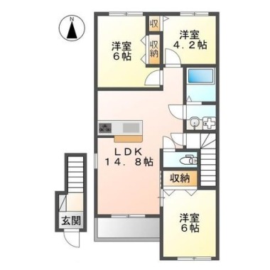 スターテラス古川A 206の間取り図