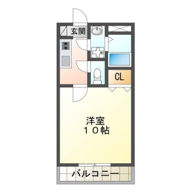 山城西 マンション 1K 102の間取り図