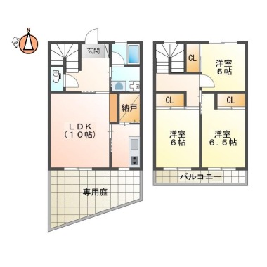 八万町 アパート 3LDK 101の間取り図