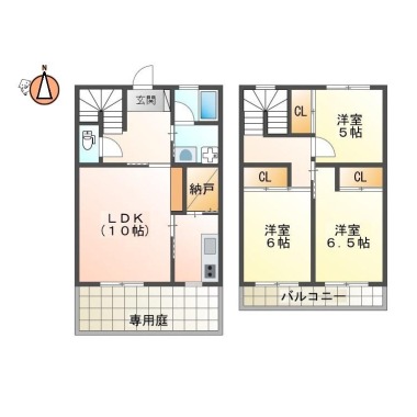 八万町 アパート 3LDK 103の間取り図