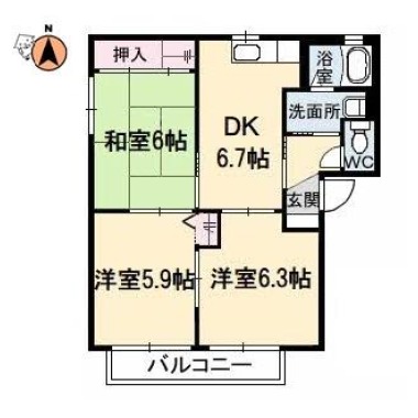 シャーメゾンラヴィF棟 201の間取り図