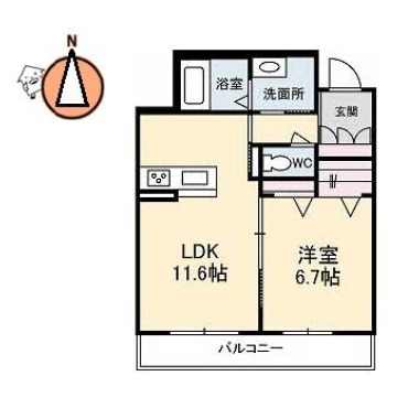 ベレオ末広 102の間取り図