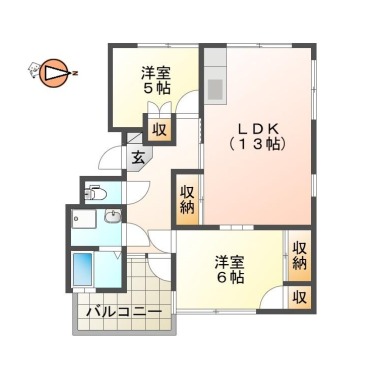 国府町和田字表 マンション 2LDK 3-304の間取り図