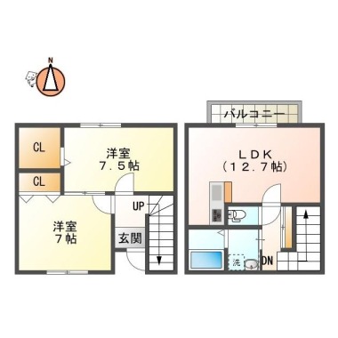 勝占町 アパート 2LDK Bの間取り図