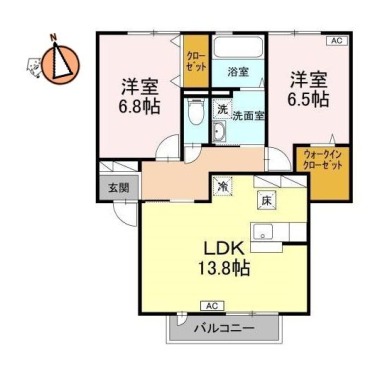 ウィルモア津田本町A棟 102の間取り図