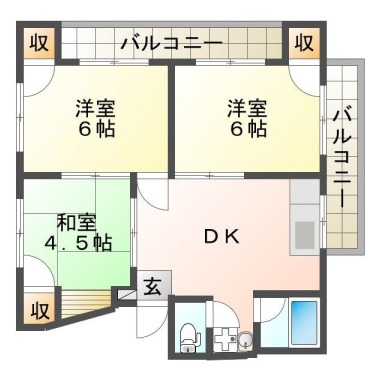 中昭和町 マンション 3DK 409の間取り図