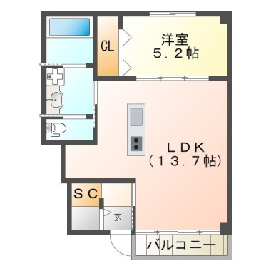 ピース・リブリスA 102の間取り図