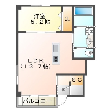 ピース・リブリスA 103の間取り図