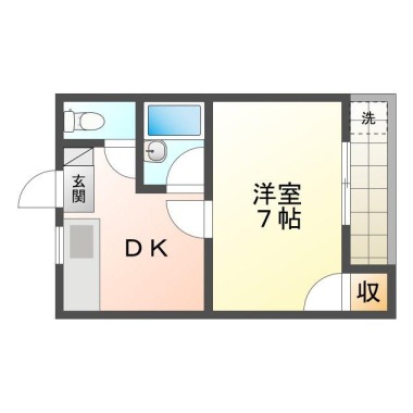 南田宮 アパート 1DK 202の間取り図