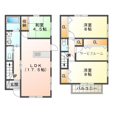 福島 一戸建て 3LDK Aの間取り図