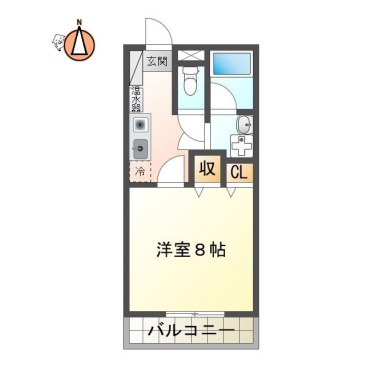 南佐古六番町 マンション 1K 206の間取り図