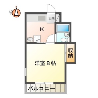 南佐古六番町 マンション 1K 203の間取り図
