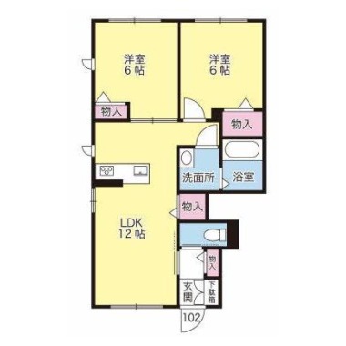 プロヌーブ国府B棟 102の間取り図