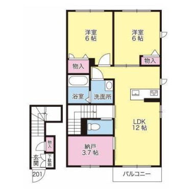 プロヌーブ国府B棟 201の間取り図