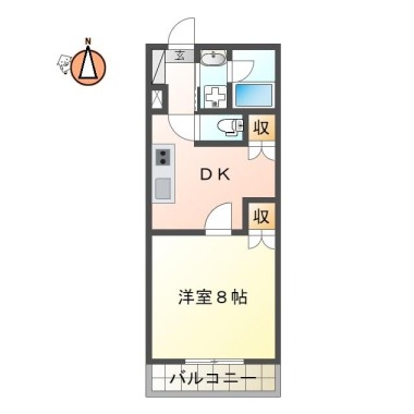 中洲町 マンション 1DK 304の間取り図