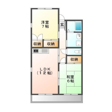 北田宮 マンション 2LDK 204の間取り図