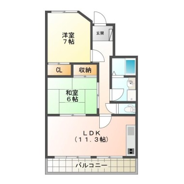 北田宮 マンション 2LDK 302の間取り図