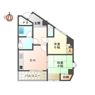 北田宮 マンション 2DK 401の間取り図