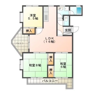 上助任町 マンション 3LDK 101の間取り図