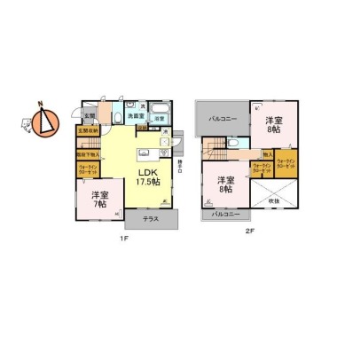 沖浜町 一戸建て 3LDK 1の間取り図