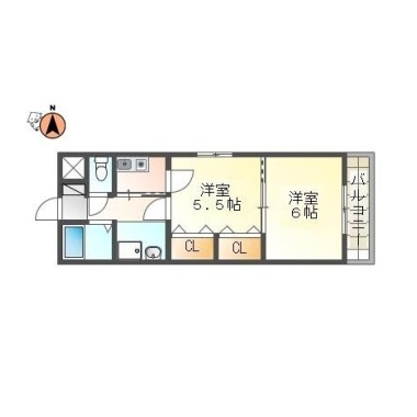 山城西 マンション 2K 201の間取り図