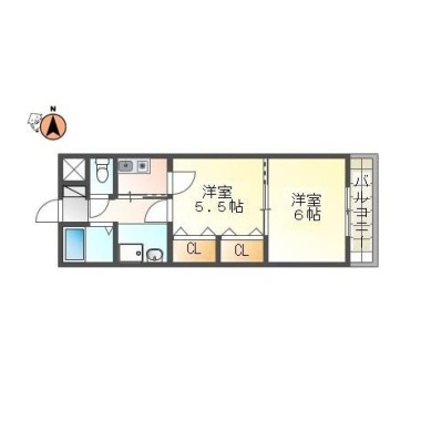 山城西 マンション 2K 403の間取り図