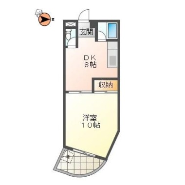 南佐古七番町 マンション 1DK 205の間取り図