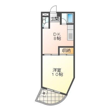 南佐古七番町 マンション 1DK 305の間取り図