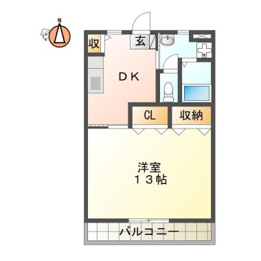 名東町 マンション 1DK 105の間取り図