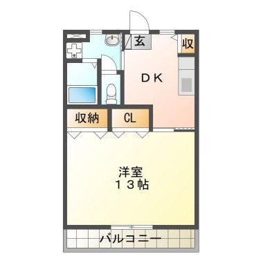 名東町 マンション 1DK 201の間取り図