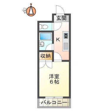 北佐古二番町 アパート 1K 102の間取り図