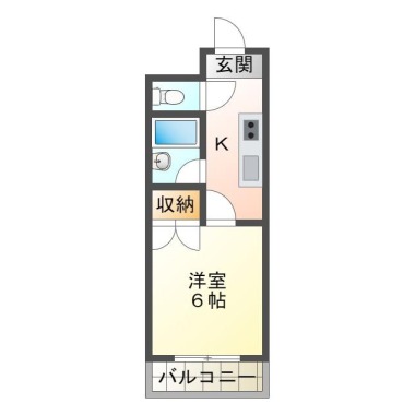 北佐古二番町 アパート 1K 104の間取り図