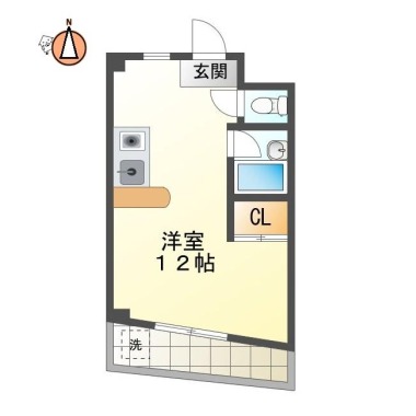 北佐古二番町 アパート 1K 201の間取り図