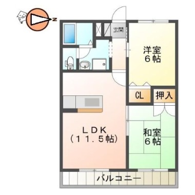 八万町 アパート 2LDK 201の間取り図