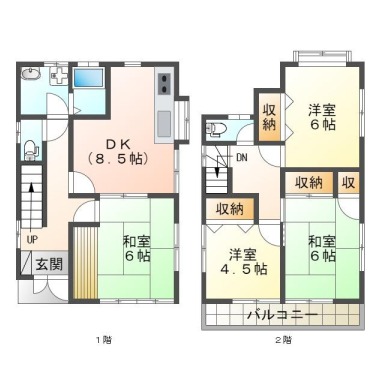 北島田町 一戸建て 4DK Aの間取り図