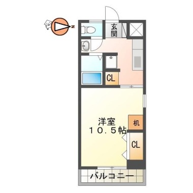 万代町 マンション 1K 407の間取り図