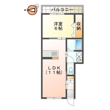 国府町和田字西ノ宮 アパート 1LDK 101の間取り図