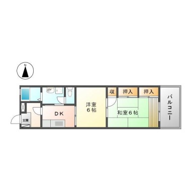 佐古二番町 マンション 2DK 202の間取り図