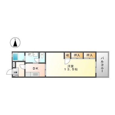 佐古二番町 マンション 1DK 402の間取り図