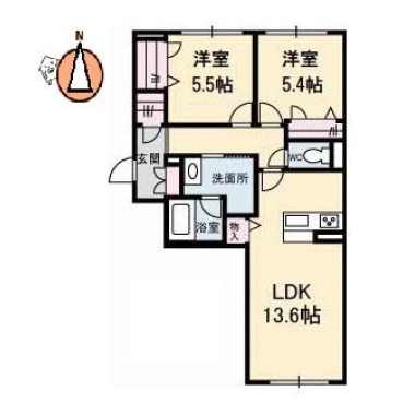 ベレオ蔵本元町 103の間取り図