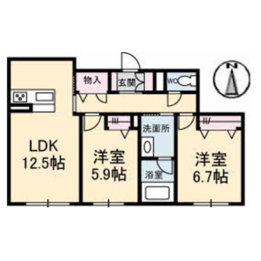 ベレオ蔵本元町 106の間取り図