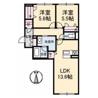 ベレオ蔵本元町 203の間取り図