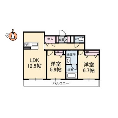 ベレオ蔵本元町 206の間取り図