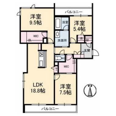 ベレオ蔵本元町 301の間取り図