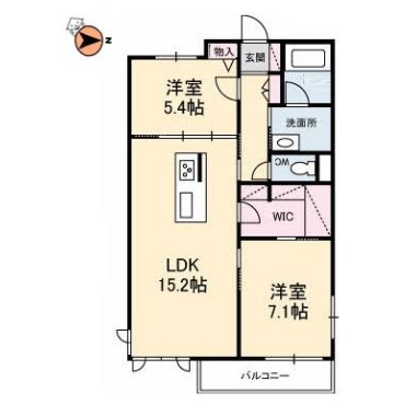 ベレオ杏樹 102の間取り図