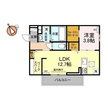 ラ・トゥール山城西A 105の間取り図