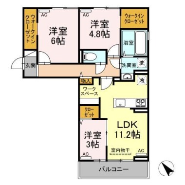 ラ・トゥール山城西B 101の間取り図