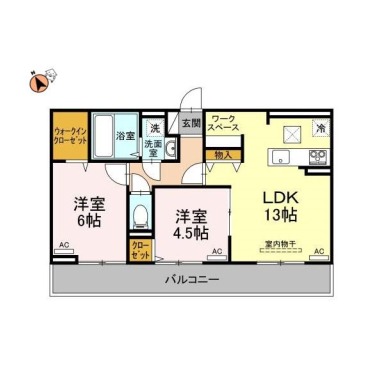 ラ・トゥール山城西B 102の間取り図